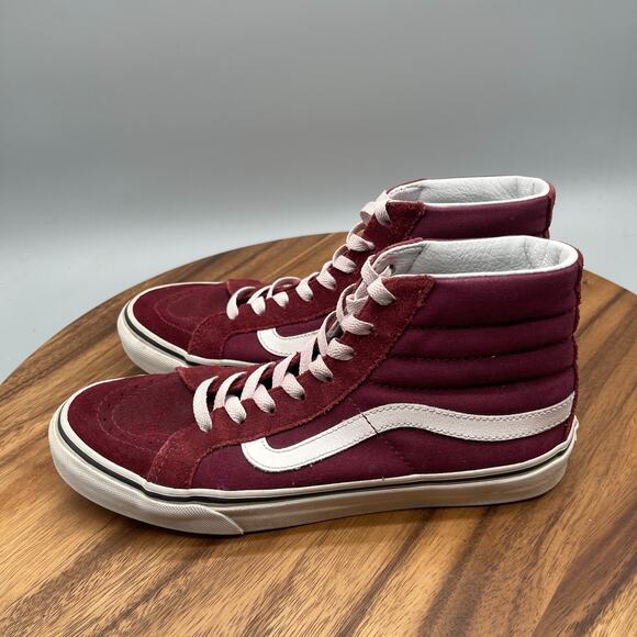 VANS SK8 HI Shoes Womens 7.5 Red Suede Skateboarding Comfort Walking Sneakers - Picture 3 of 8
